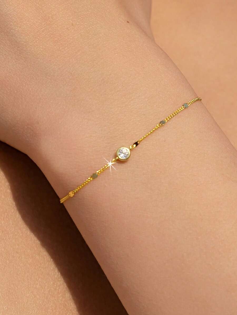 1 Stück minimalistisches Luxus-Armband aus 925er Silber mit funkelnden Zirkonia, ein einzigartiges hochwertiges Kleingeschenk für Freundin, beste Freundin, Mutter