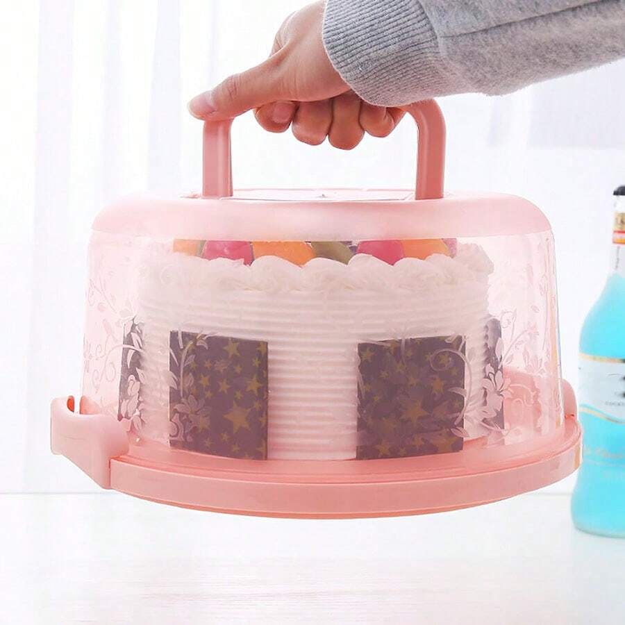 1 pieza Caja de almacenamiento para pastel de 8 pulgadas con tapa y asa, caja de pastel portátil de PP, adecuada para picnic al aire libre, camping, interior/exterior del hogar, oficina, escuela, vacaciones, fiesta de cumpleaños, boda, horneado, color y estilo aleatorios