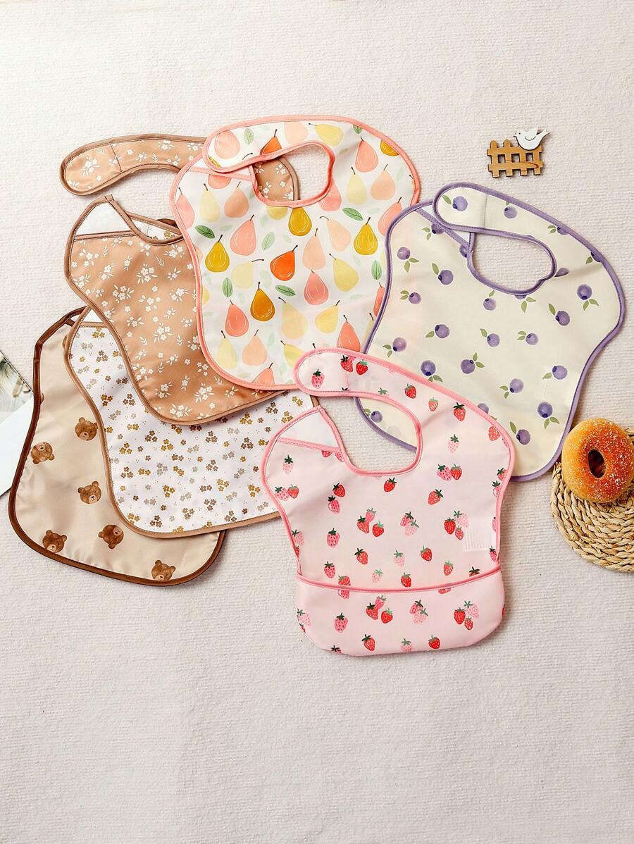 3 Packs Waterproof Baby Bibs For Eating - Lightweight Toddler Feeding Bibs With Large Food Catcher, Mess Proof, Baby Eating Essentials, Easy To Put On & Clean