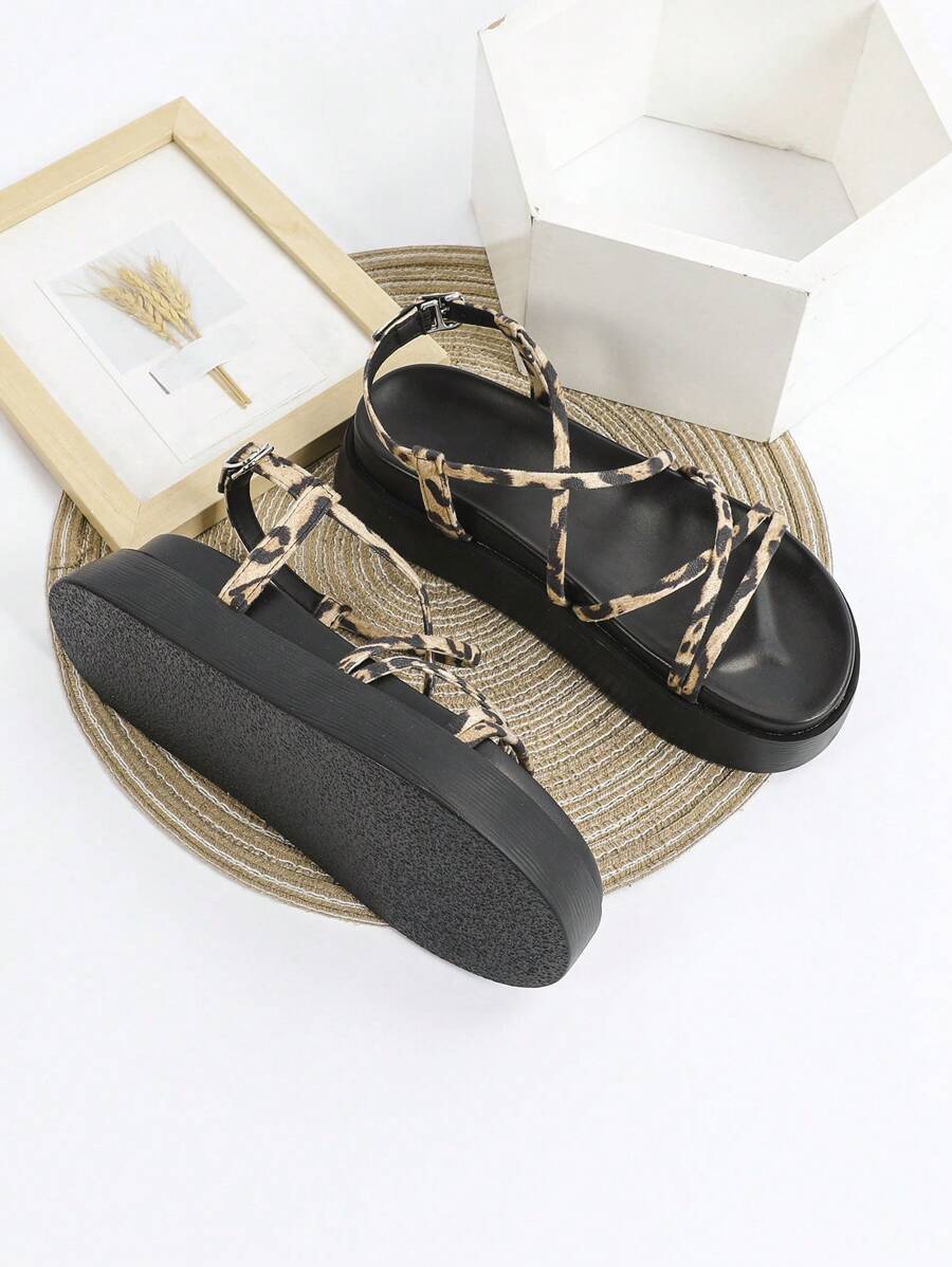 Sandalias con cuña y suela gruesa de moda para mujeres, zapatos de playa con tacón de plataforma de tacón alto, con tiras con moño, color negro