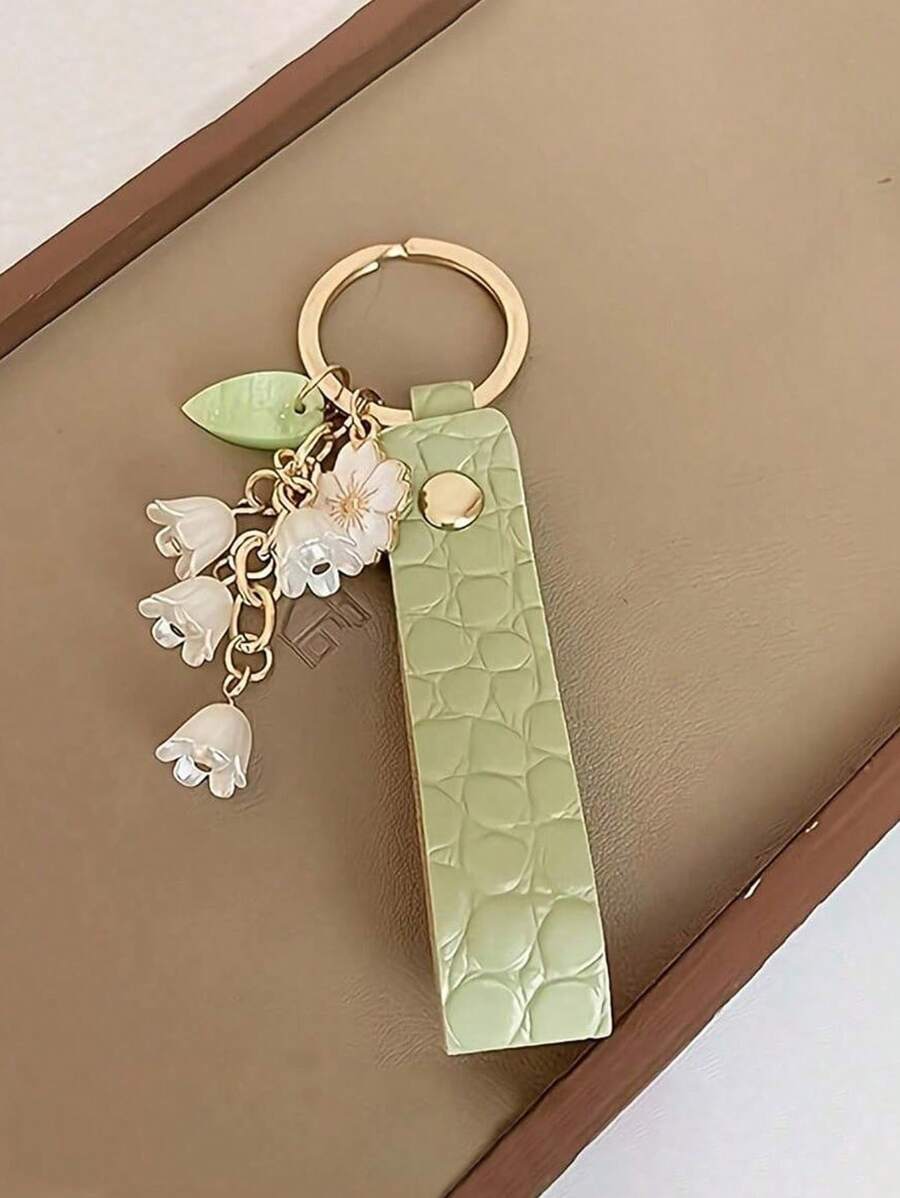 1 buc. Breloc cu flori de lacramioare Cadou de Ziua Îndrăgostiților Breloc pentru doamne, din piele PU, accesoriu pentru lanț de chei pentru mașină