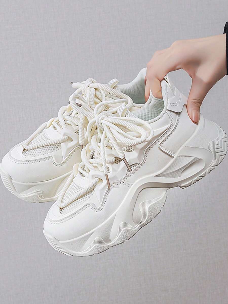 Damskie modne, ozdobne, siateczkowe, drążone trampki, wygodne, sportowe, codzienne, wysokie, platformowe buty na obcasie, lekkie, oddychające, siateczkowe, sportowe buty sportowe, uniwersalne, codzienne, dojeżdżające do pracy buty na platformie