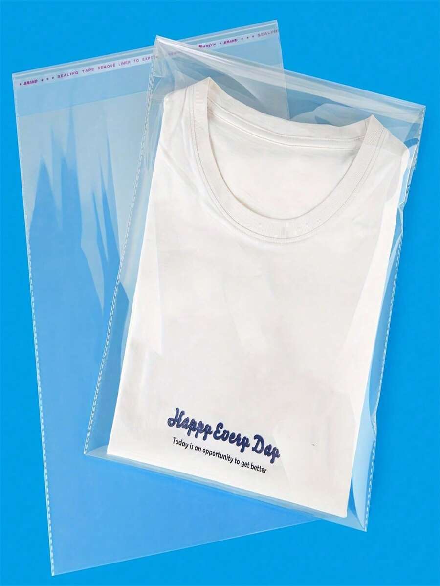 100pcs Large Size Self-Sealing Glass Paper Bags, Reusable Transparent Self-Adhesive Plastic Bags For Packaging Clothes, T-Shirts, Pants, Accessories