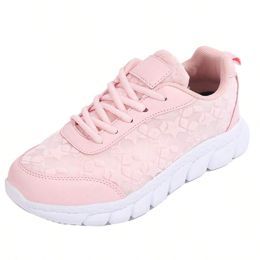 1 Par de Zapatillas Casuales con Malla Transpirable para Mujer, Zapatillas de Correr Ligeras con Cordones, Aptas para Todas las Estaciones