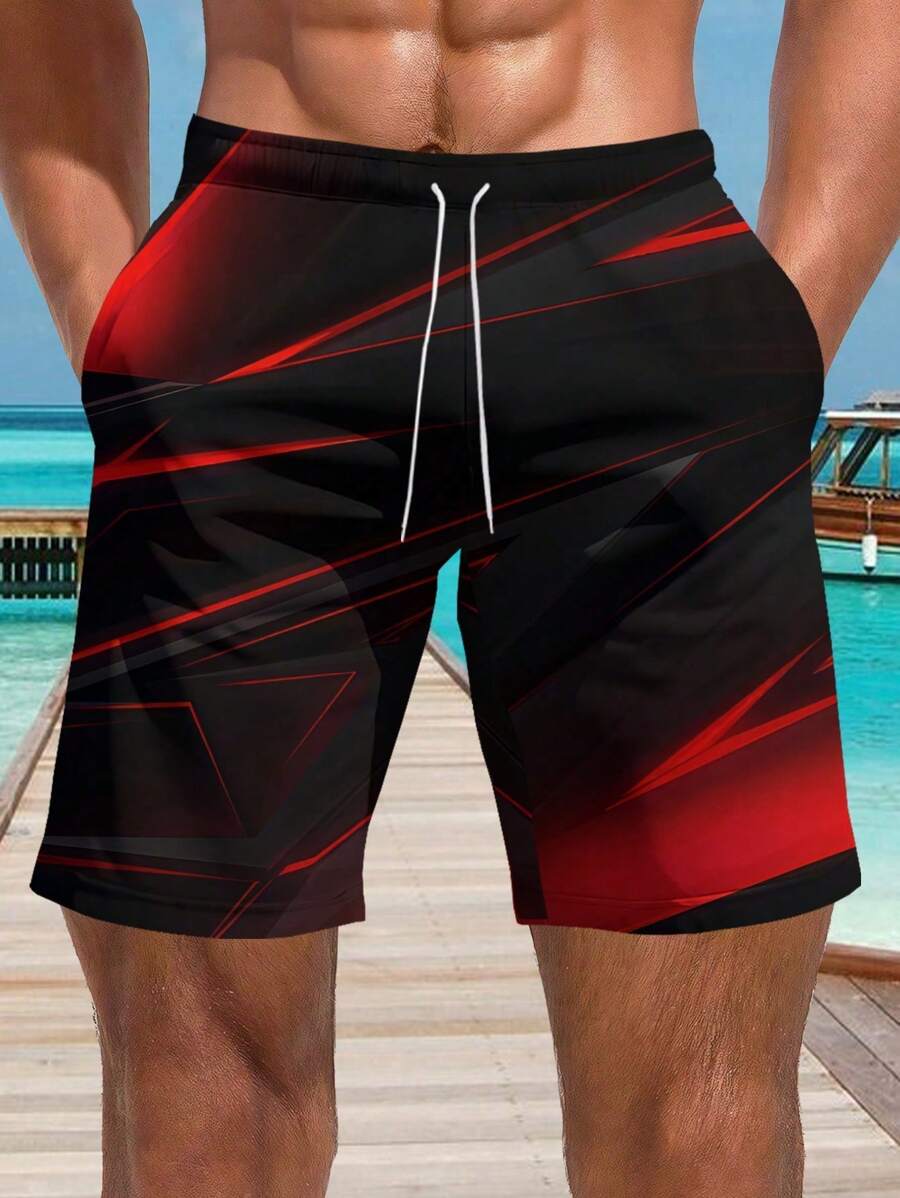 Plus Size Men's Hawaii 3D Print Casual Beach Shorts - Quick Dry, Drawstring Waist, Perfect For Summer Outings, Hawaiian