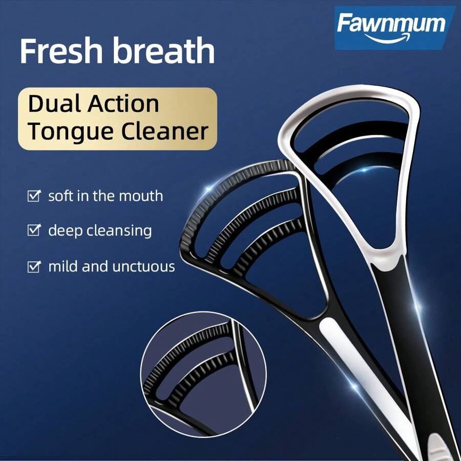 Super deer Silicone Tongue Scraper With Non-Slip Handle Double Side Tongue Cleaner Freshe Breath Tongue Brush For Oral Hygiene Care