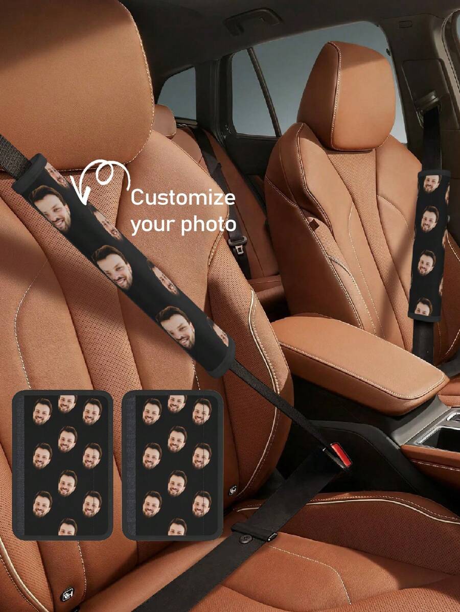 2pcs Customizable Cartoon Vehicle Seat Belt Covers - Soft Polyester Shoulder Pads, Multiple Colors, Fits All Cars, Seatbelt Padding | Elegant Accessory | Fashionable Car Decoration, Seat Belt Shoulder Strap Covers