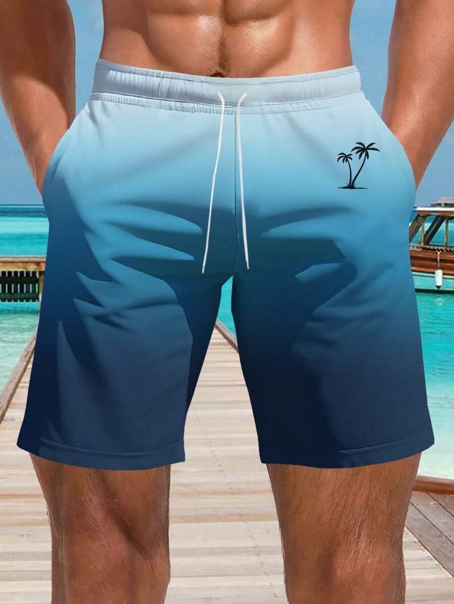 Plus Size Men's Hawaiian Style 3D Print Casual Beach Shorts - Quick Drying, Drawstring Waistband, Perfect For Summer Outings
