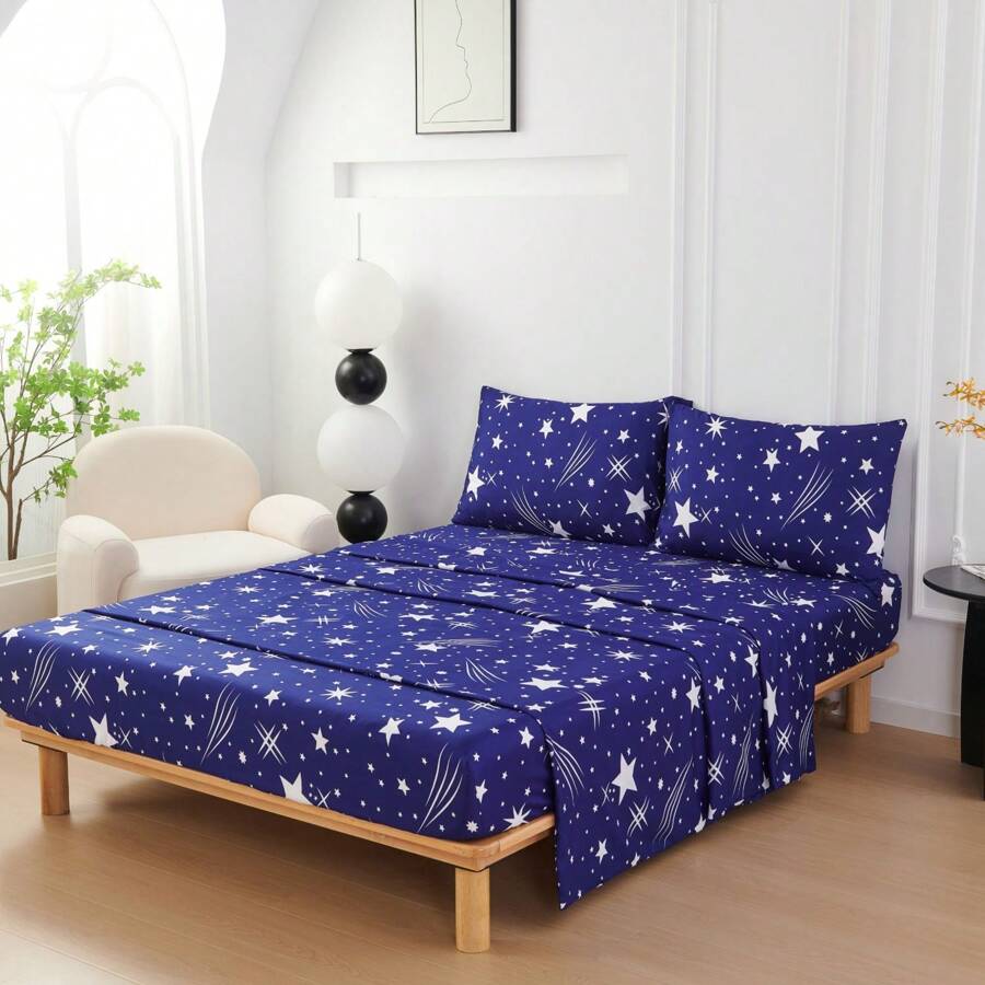 Biancheria Da Letto In Microfibra 3/4 Pezzi, Lenzuolo Con Angoli, Lenzuolo Matrimoniale, 1/2 Federe 50 X 80 Cm.