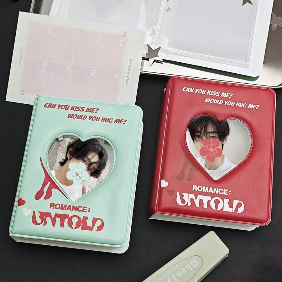 1 pezzo Mini album fotografico decorativo con forma a cuore cavo, in grado di contenere 32 foto, adatto per il ritorno a scuola, forniture scolastiche