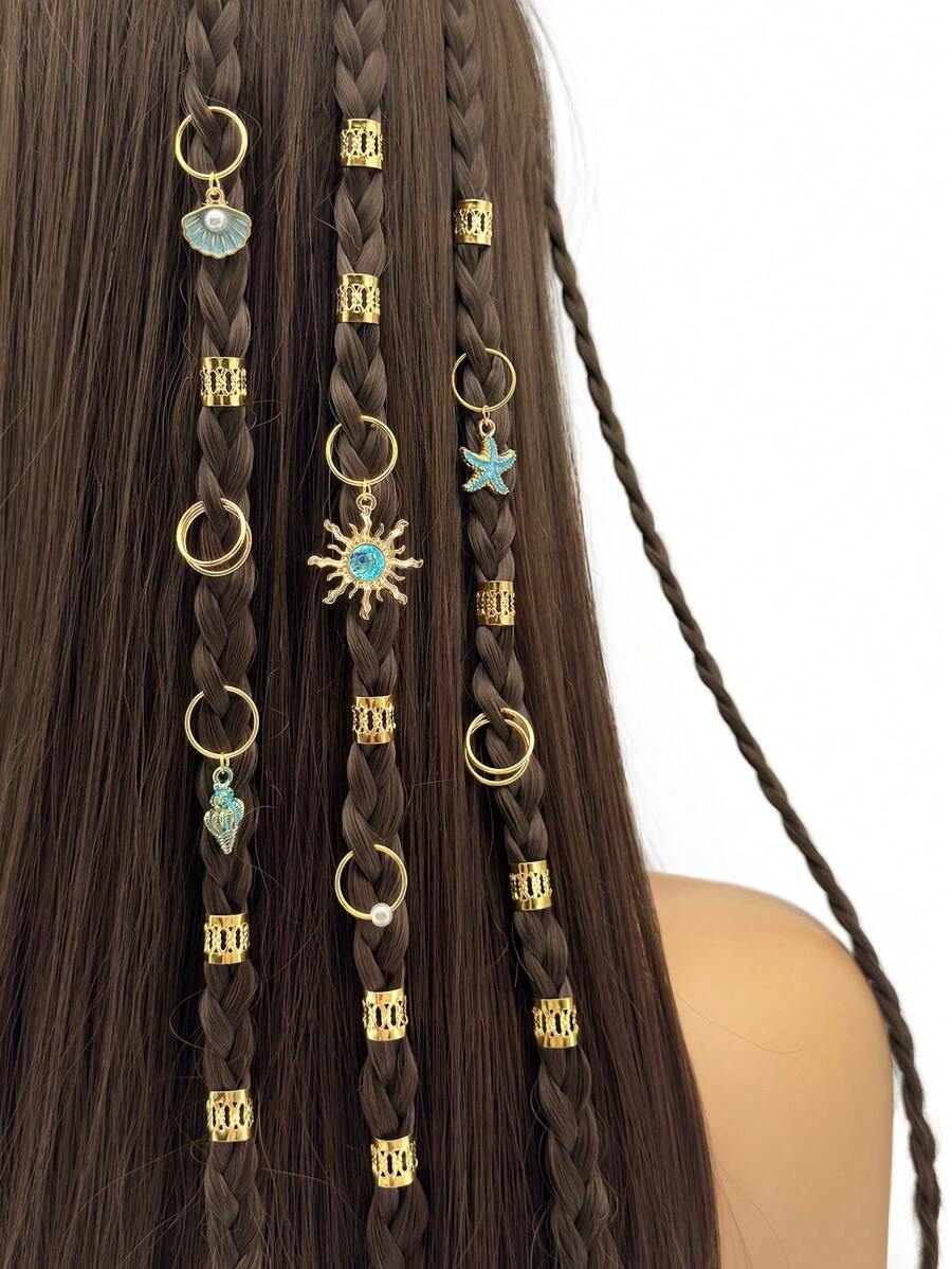 45 piezas de accesorios para el cabello con elementos marinos de estilo barroco, para decorar las rastas en verano, joyería para el cabello para bailes, fiestas y festivales de música