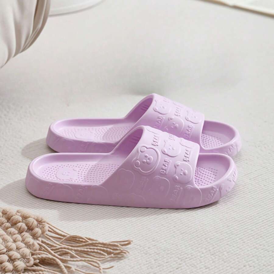 Pantofole da donna con suola morbida antiscivolo in EVA, design carino a forma di orso, adatte per uso domestico