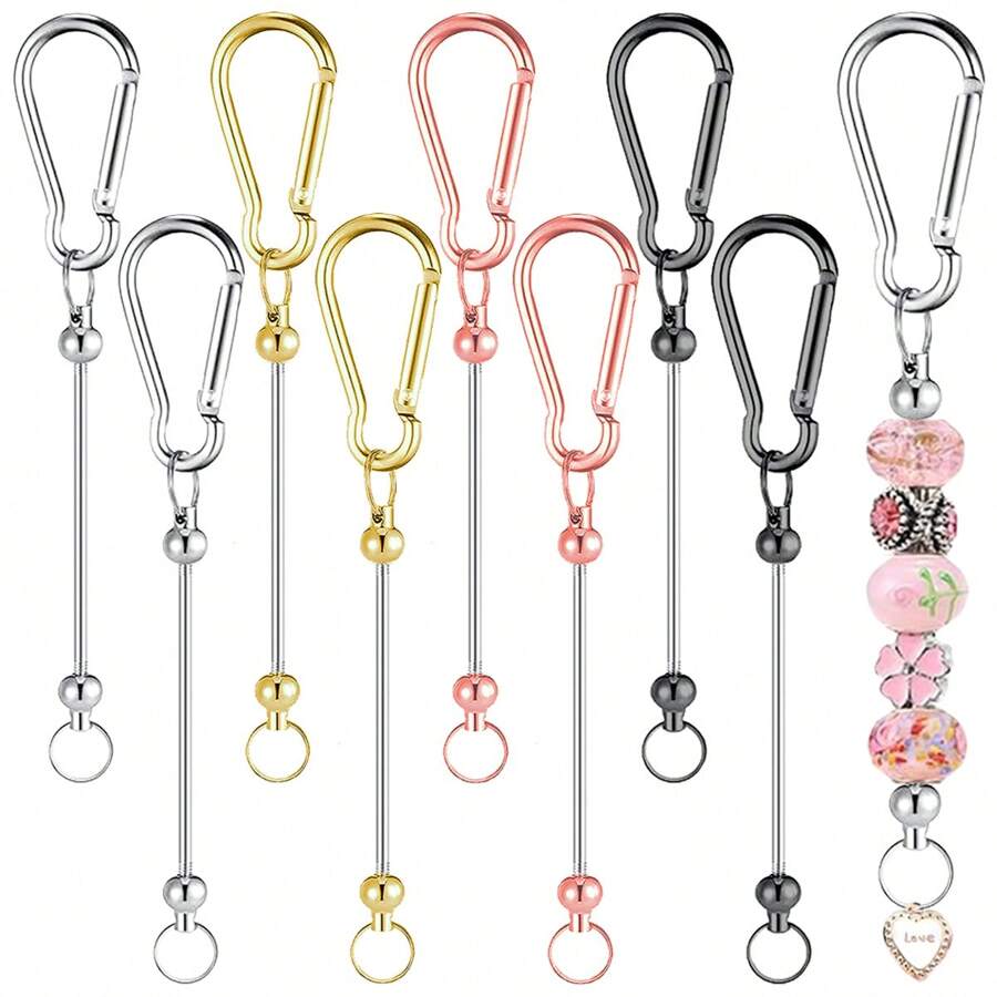 5/10 Pcs Beaded Keychain Making Kit, Metal Beaded Crafts DIY Blank Beaded Keychains, Suitable For DIY Gifts, Jewelry Making, Accessories