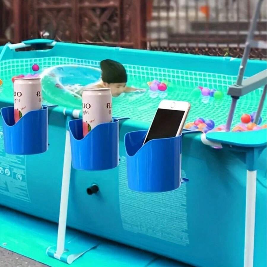 1 Set Swimming Pool Cup Holder & Storage Rack, Pool Drink Beverage Beer Can Holder, Hand Sanitizer Rack - Holds Drinks, Hand Wash, Garden Tools & Pool Floats - Convenient For Fall Decor Pool Management Back To School