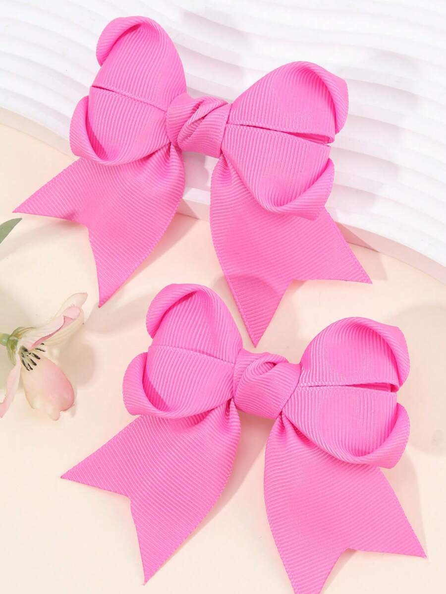 2 peças Laços de Cabelo para Meninas, Clipes de Laço de Cabelo com Desenho de Coração, Fita de Cetim Lisa Clipes de Jacaré, Acessórios de Cabelo Elegantes Anti-Deslizantes para Uso Diário, Festas, Aniversário (Rosa/Amarelo/Azul/Vermelho-Rosa)