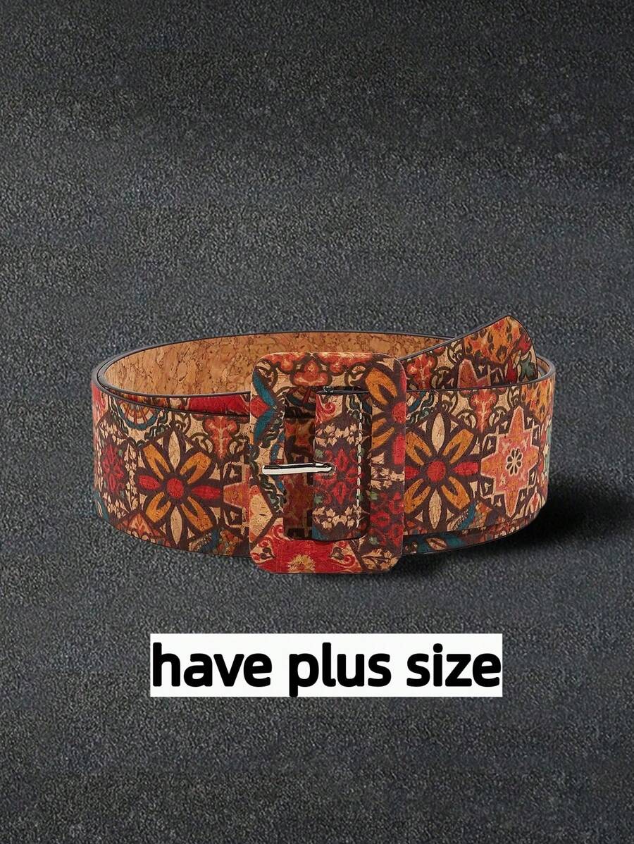 1 stuk plus-size BOHO-stijl extra brede verstelbare tailleriem, vintage paleis bloemenprint riem met gesp voor jurk zomer, school
