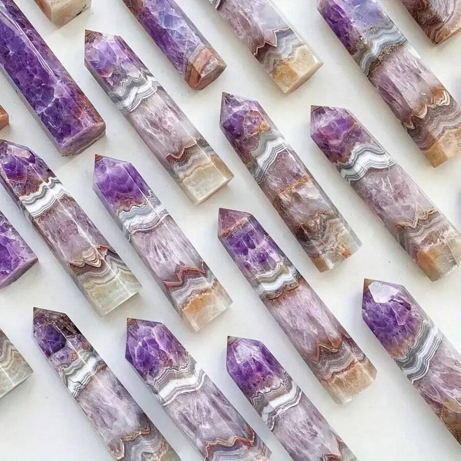 1 Stück bohemischer großer 12-13cm natürlicher Kristall Amethyst und Achat Einzelspitze für Heim-Dekoration oder Geschenk