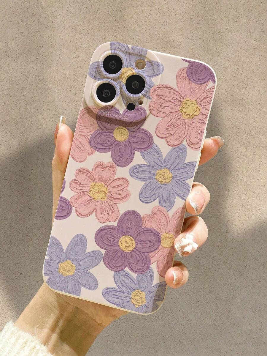 Floral Painted Beige Simple Design Compatible With IPhone/ Galaxy/ Redmi Series Phone Cases