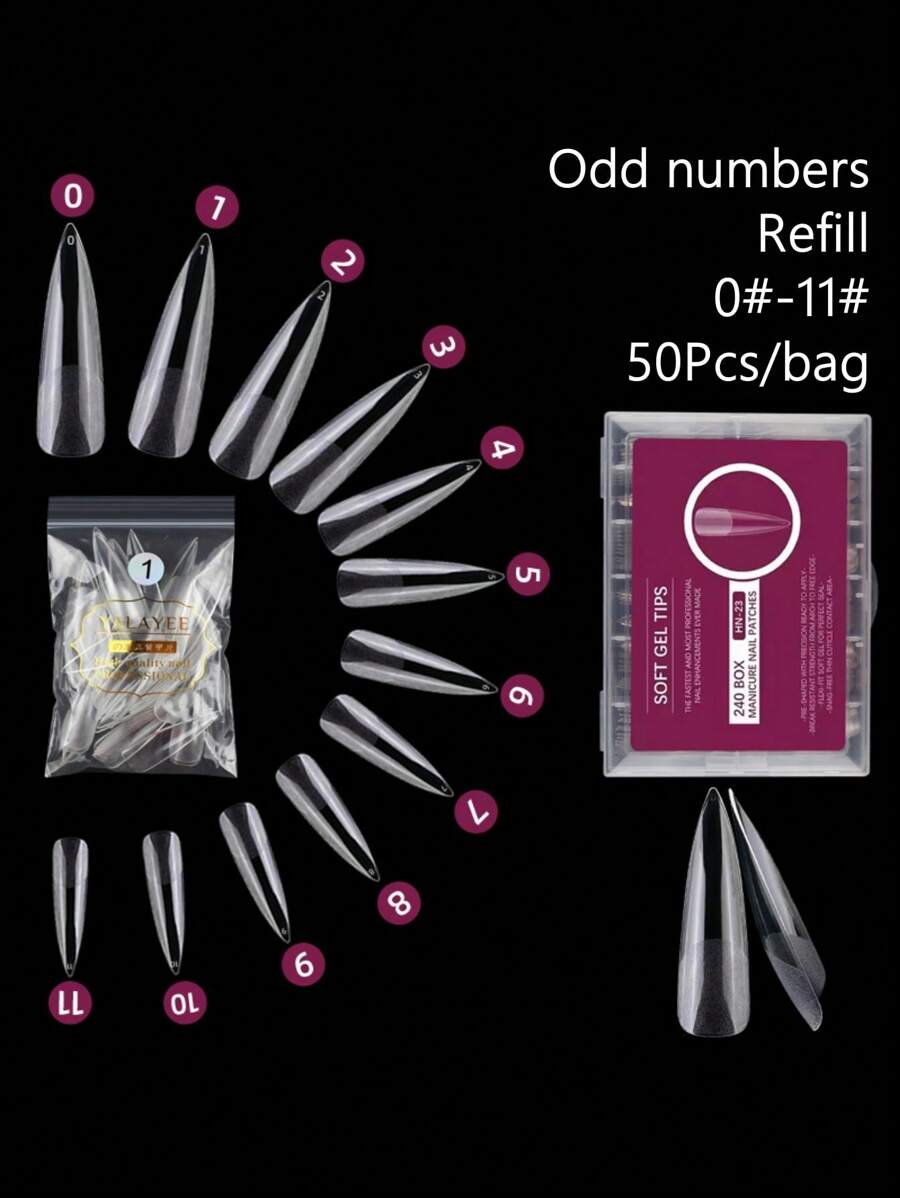 50 pezzi/240 pezzi Unghie finte da donna e ragazze in gel extra lunghe a stiletto con estremità matte, 2 in 1 per manicure