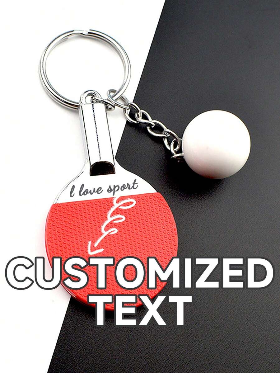 1 pièce Porte-clés en acier inoxydable personnalisable avec élément de tennis de table - personnalisé avec gravure de nom/texte, cadeau idéal pour utilisation quotidienne, fans de tennis de table, passionnés de sports - pendentif de clé de voiture minimaliste et élégant, cadeau personnalisé pour camarades de classe
