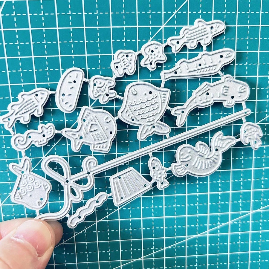 Ocean Fish Shell Die Cuts For Card Making, Fish Metal Cutting Dies, Shell Metal Die Cutting Mold, Scrapbooking Dies, DIY Etched Embossing Stencil For Crafts