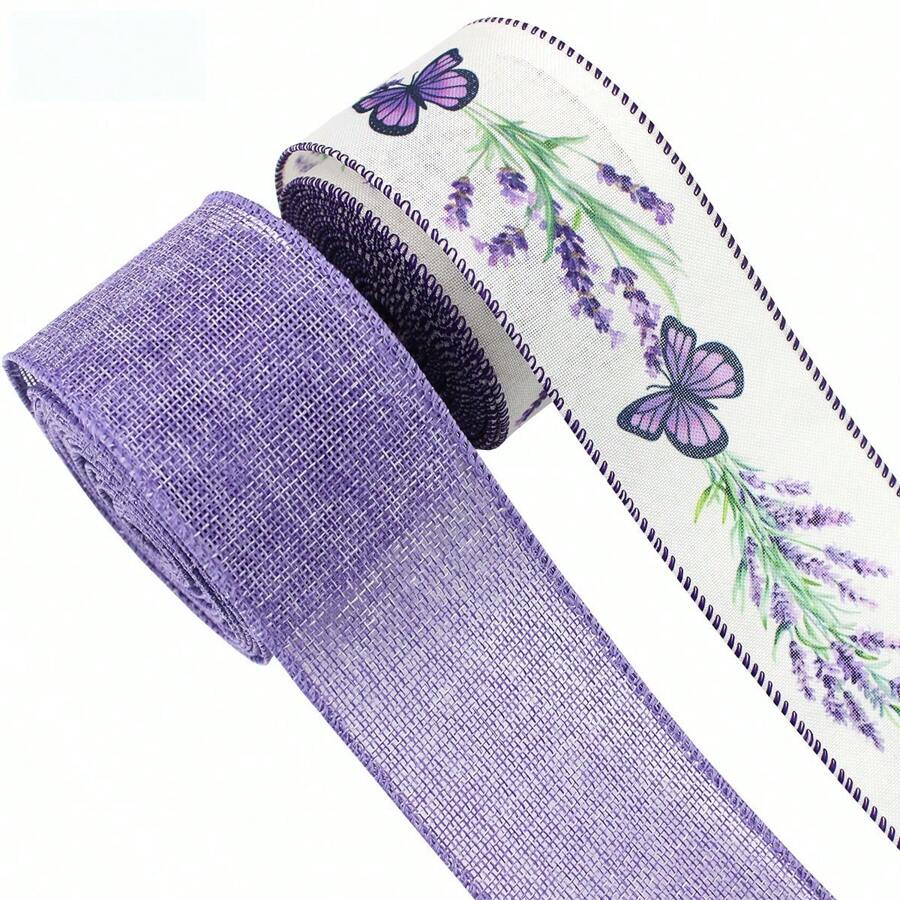 1 Stück lila Schmetterling Kropfband mit Drahtrandschleife Stirnband, DIY Bastel-Nähgeschenk-Verpackung Kunstleinenbandage