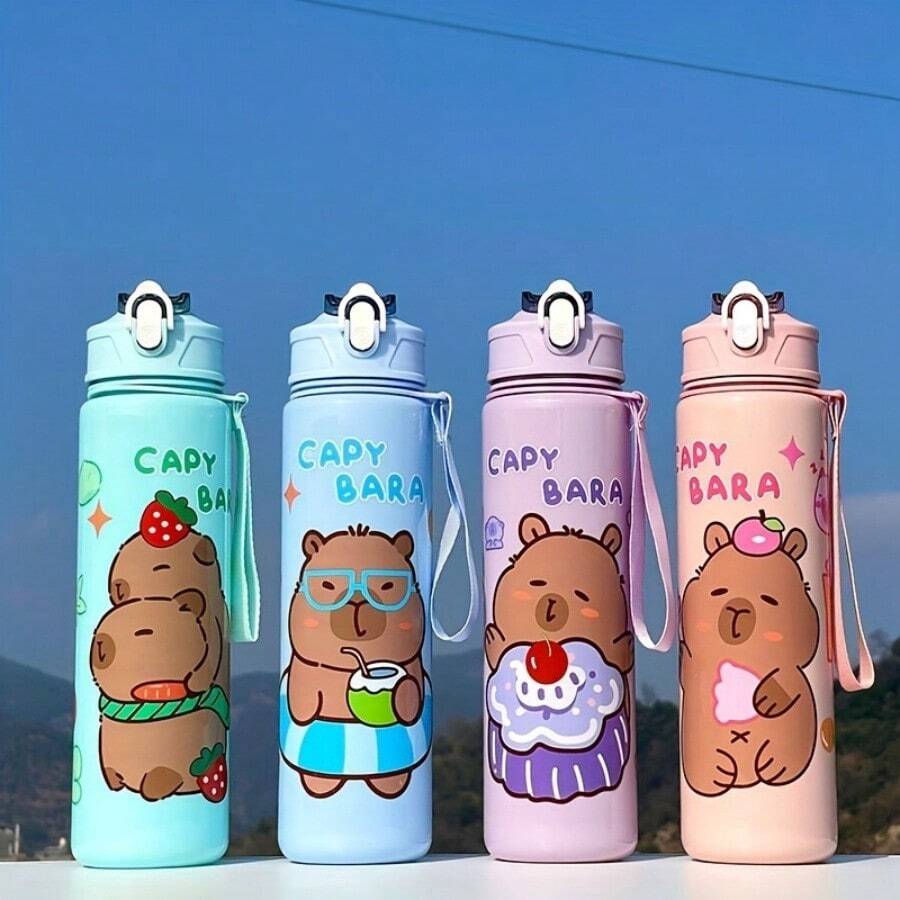 Bouteille d'eau de sport dauphin avec paille - Design mignon de dessin animé d'animal, matériau en PC violet, sans fuite et portable, convient pour l'école, les activités de plein air et les voyages, ustensiles de boisson de plein air | Design d'animal fantaisiste | Structure en polycarbonate, bouteille d'eau mignonne