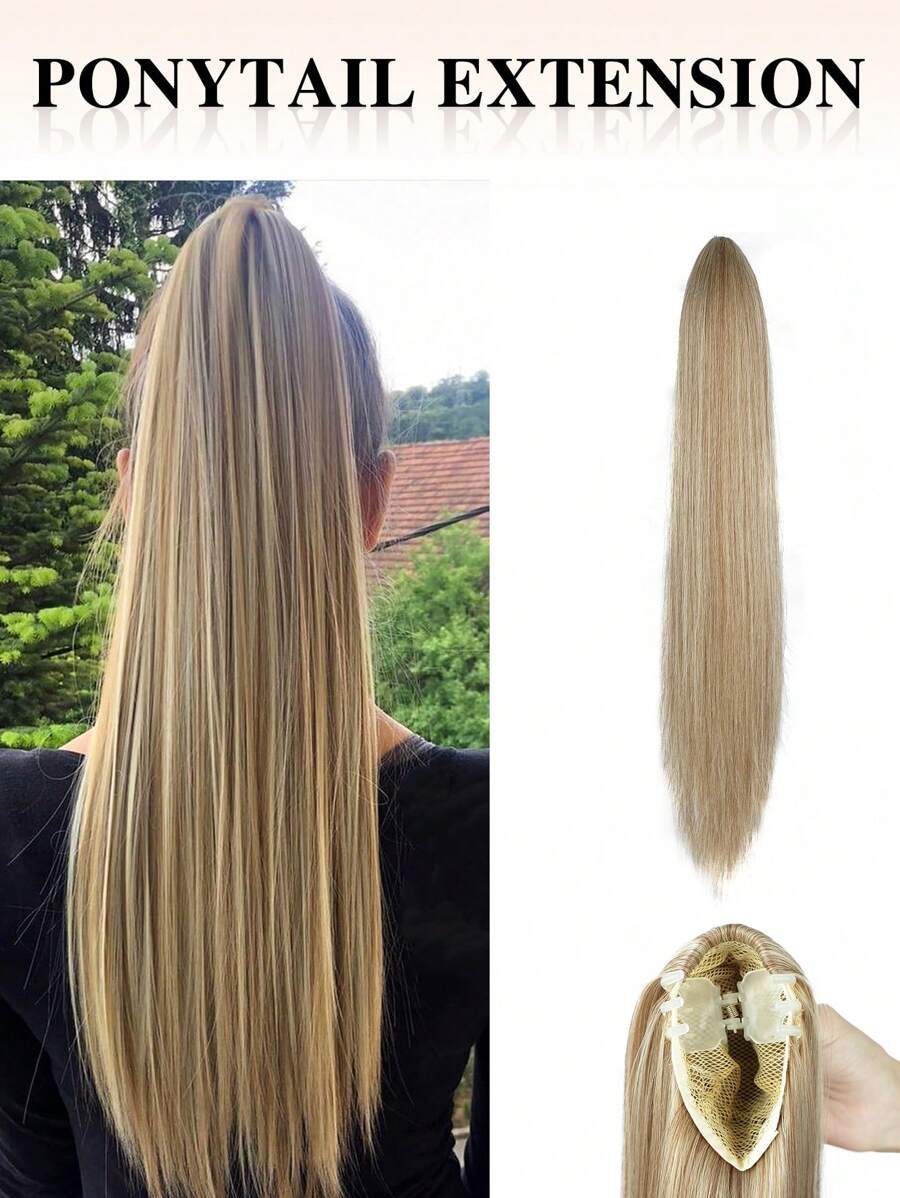 nimoki Ponytail Extension Claw 24" Long Straight Clip In Natural Looking Synthetic Hair Extension Ponytail Hairpiece For Women