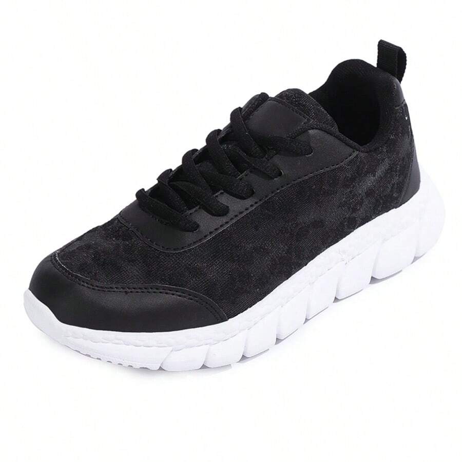 1 par de tenis casuales con cordones de malla transpirable para mujer, ligeros, para todas las estaciones