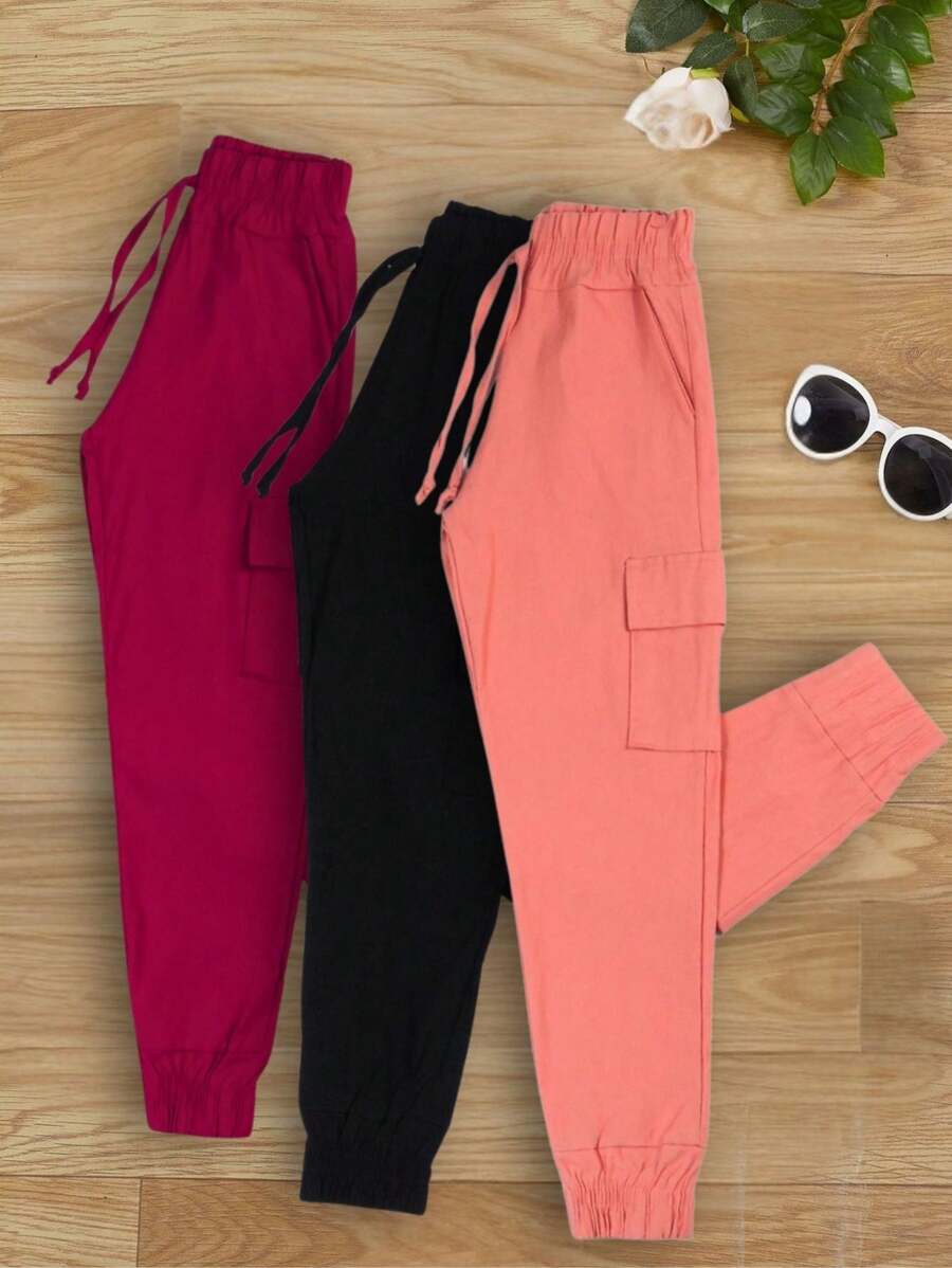 Calça Joguer Cargo Infantil Para Meninas Jovens