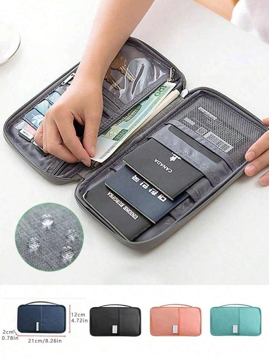 1 pieza Bolsa para pasaporte, titular de pasaporte y tarjeta, funda protectora impermeable, bolsa de almacenamiento de viaje, bolsa multiusos para documentos en el extranjero