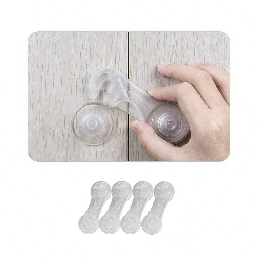 4pcs Child Safety Locks, Baby Proofing Double-Open Locks For Refrigerator Drawers, Cabinet Doors, Cupboard Protection Clamps