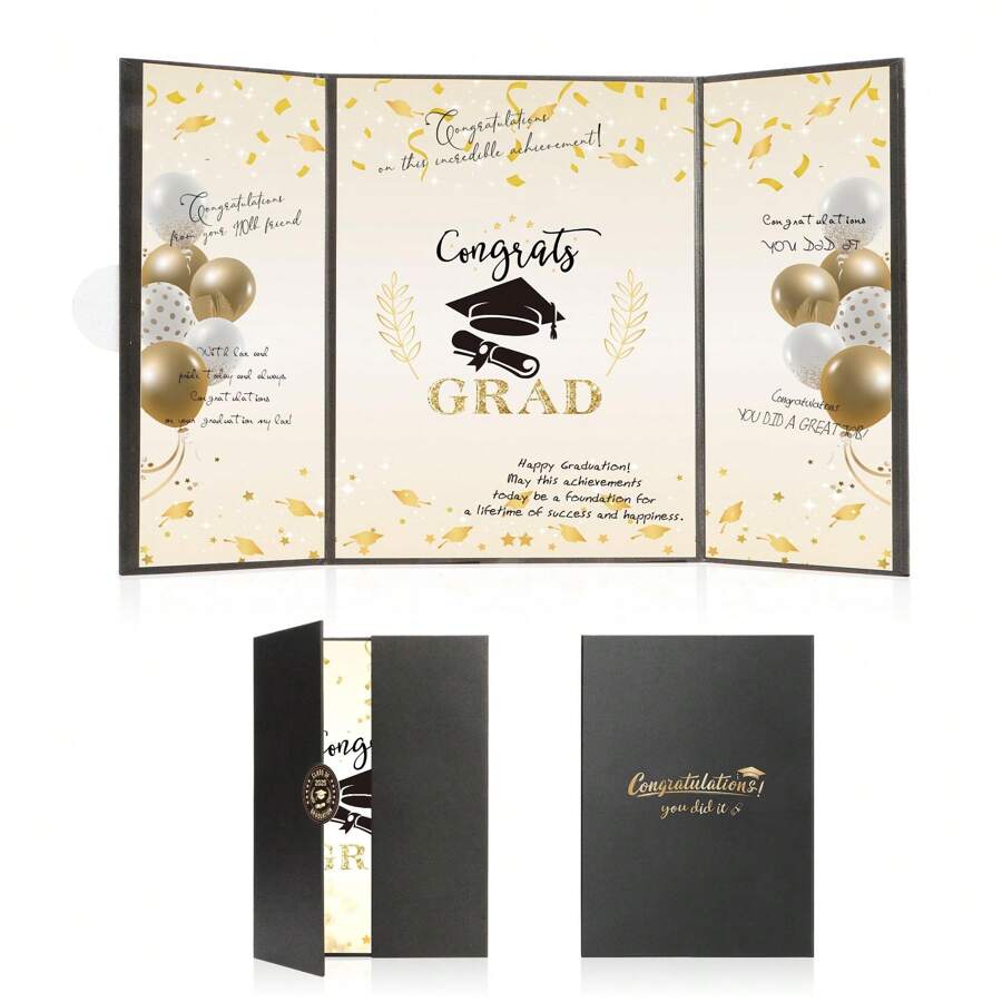 Libro de visitas de graduación 2025 - Decoraciones elegantes para la fiesta de graduación con diseño dorado y negro, ¡Felicitaciones por tu graduación! Tema celestial, regalo perfecto para ella, hijo, hija o graduados, decoraciones para la fiesta de graduación de vuelta al colegio