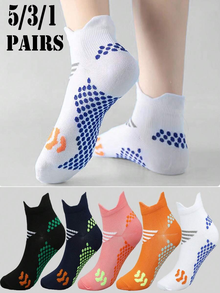 5/3/1 Par de calcetines deportivos de uso diario y casual con lunares, unisex, de tela de punto transpirable y antideslizante, aptos para correr, saltar la cuerda, ciclismo, todo el año