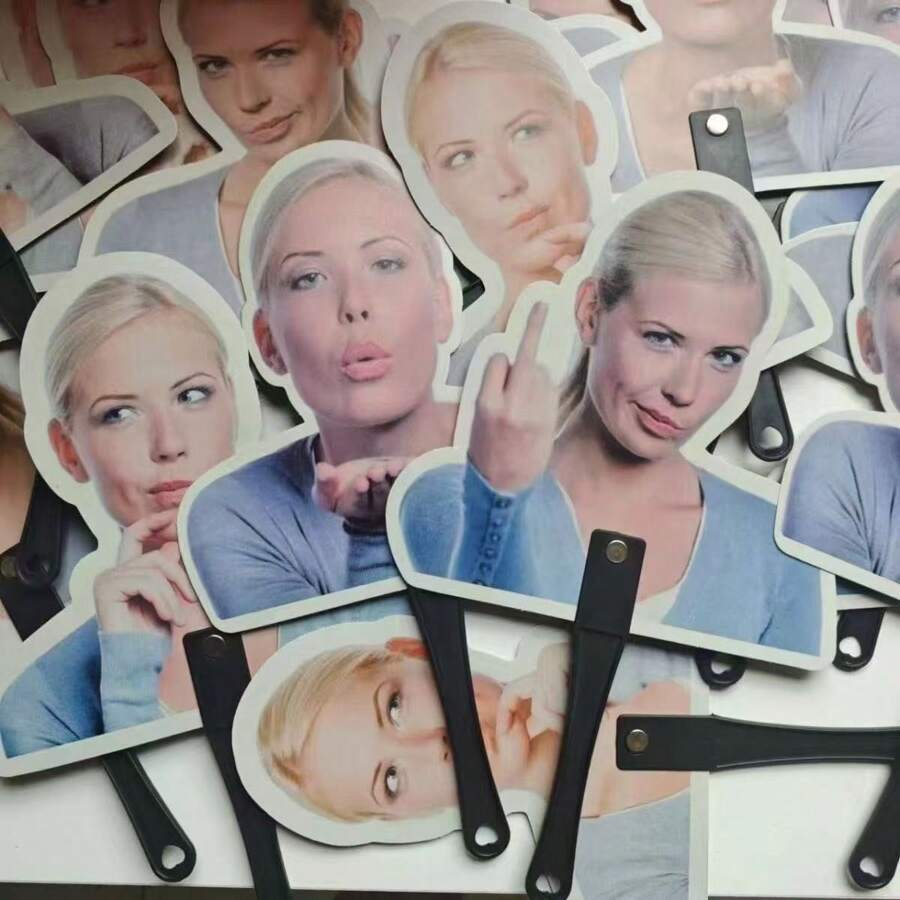 1pc/3pcFunny Creative Woman Blonde Sister Sand Sculpture Fun Holding Special-Shaped Fan Summer Cooling,Beach,Travel