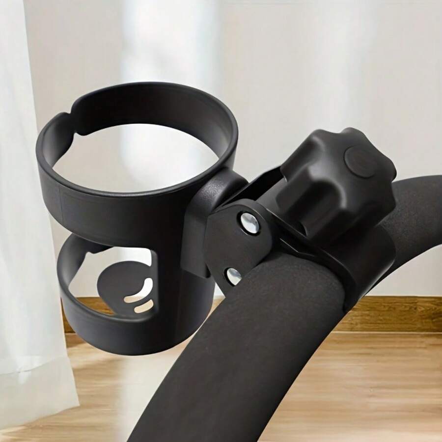 Soporte giratorio para botellas de material PP resistente, en color negro, para bicicletas y motocicletas. Diseño versátil y flexible con tapa de fácil acceso, ideal para uso al aire libre y de viaje. Accesorios de viaje | Soporte de botella elegante | Soporte de plástico resistente