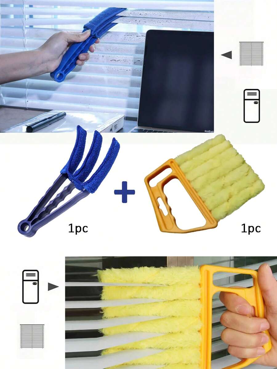 2pcs/Set, Pieces Car Air Conditioner Cleaning Brush - Ultra-Fine Fiber, Reusable Window Cleaner - Easy To Use And Washable - Suitable For Blinds, Shutters, Curtains, Etc.-Detachable And Washable Dusting Brushes Household Crevice Wizard Air Conditioner Vent Cleaning Brushes Blinds Cleaning Tools