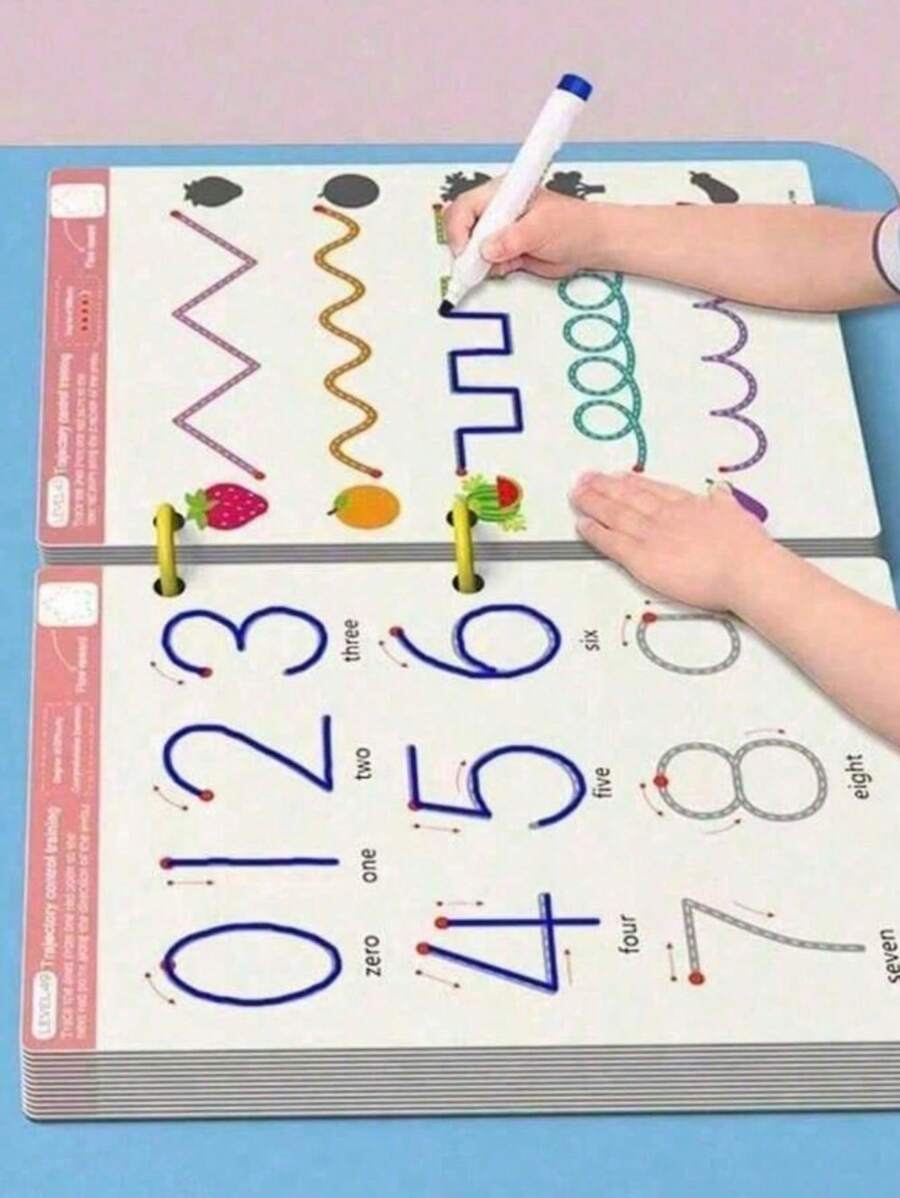 1 Set Of 32 Pages Reusable Thinking & Enlightenment Movement Magic Practice Tracing Workbook Montessori Painting Educational Control Training