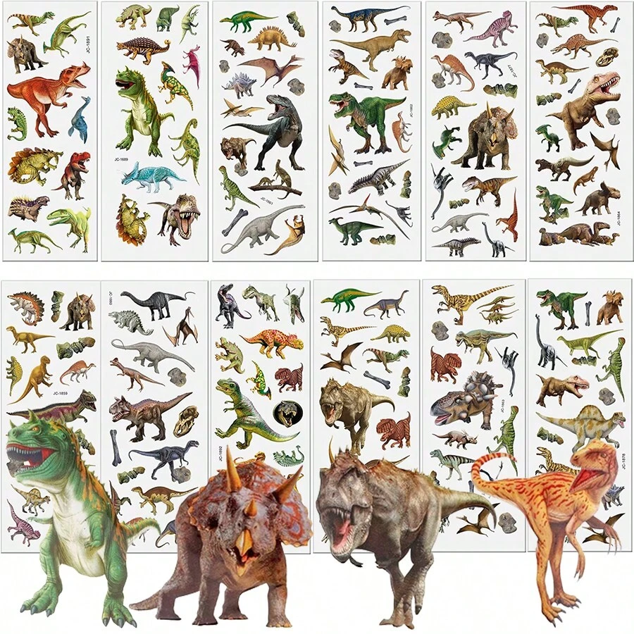 5/10 pezzi Adesivi a bolle di dinosauro riutilizzabili, adesivi per decorazione di custodie per telefono, album, diari, planner, biglietti, progetti creativi fai-da-te, artigianato