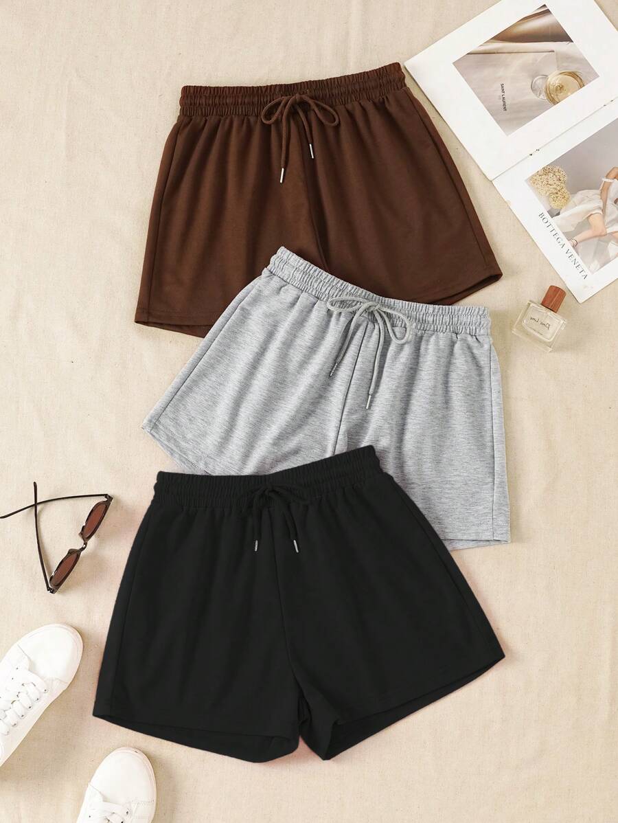 3 Pezzi Pantaloncini Sportivi, leggermente elastici, adatti per l'uso estivo, adatti per attività all'aperto, sport, viaggi, passeggiate in città e altre occasioni, comodi e facili da abbinare, pantaloncini sportivi da esterno, pantaloncini sportivi da donna, pantaloncini sportivi, pantaloncini casual sportivi, pantaloncini estivi, 3 pezzi pantaloncini