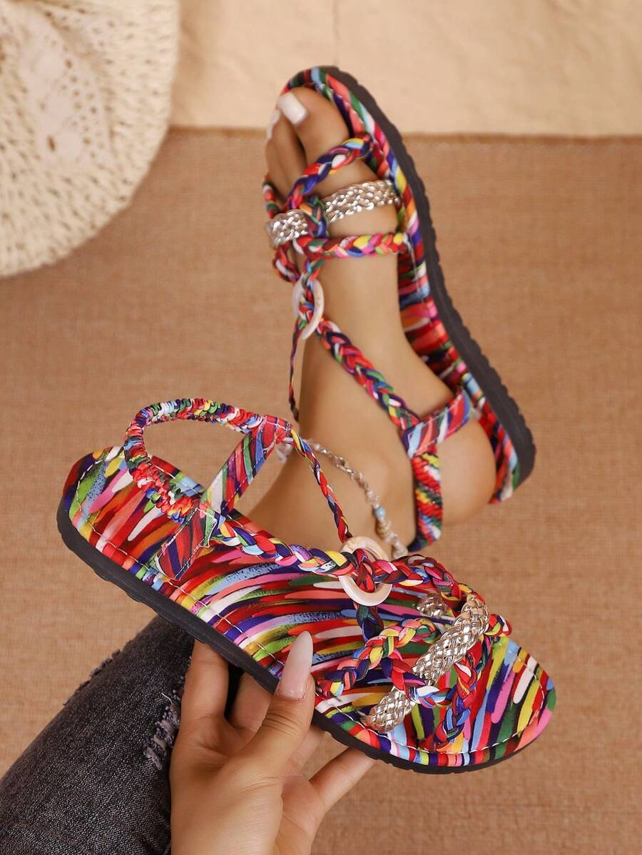 Women's Flat Sandals For Summer, Bohemian Roman Style