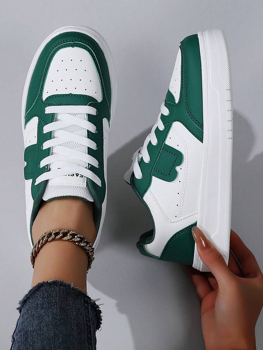 Neue Damen Lässig Sport Schuhe, Mehrfarbiges Patchwork, Große Größen 36-45, flache Schuhe, Damen Frühling Sommer weiße Sneaker, modisch vielseitig, leicht atmungsaktiv, Trainingsschuhe, Schulanfang