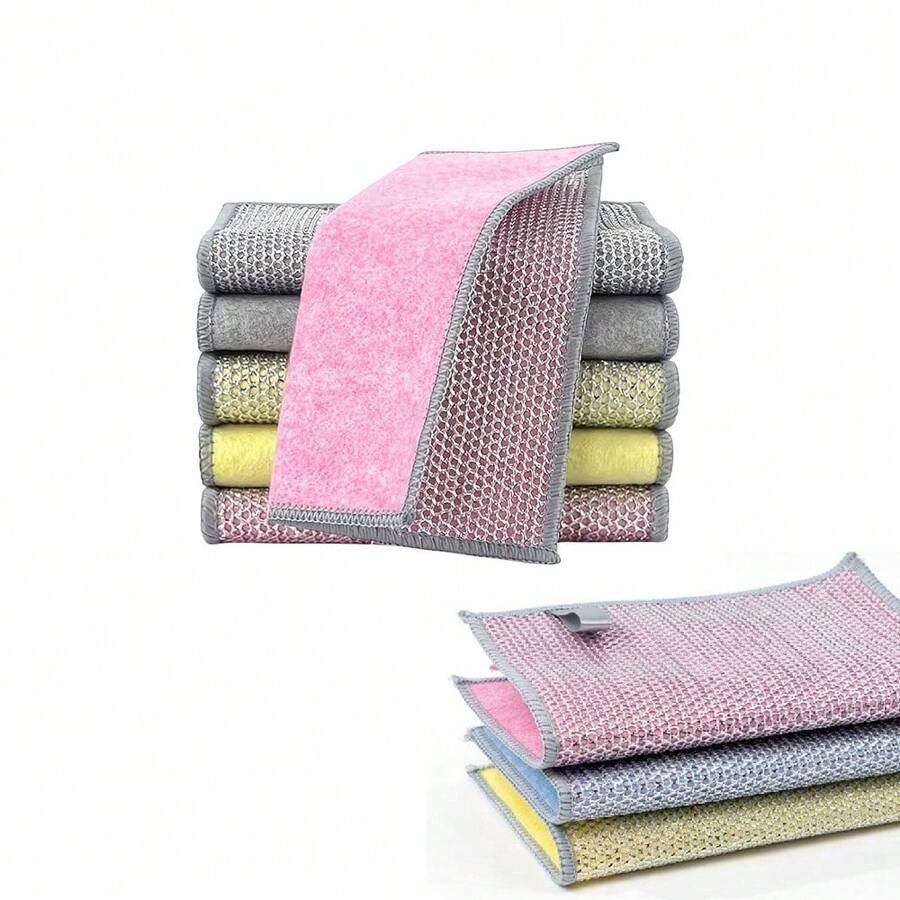 4pcs/8pcs/12pcs Double-Sided Non Greasy Coconut Shell Cleaning Cloth, Reusable Dry Wet Dual-Use Cleaning Cloth, Kitchen Absorbent Cleaning Cloth, Used For Cooking Utensils, Sinks, Tableware, And Stove Surfaces,