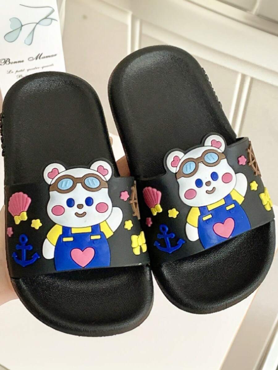 1 Pair Cartoon Bear Printed Non-Slip Comfortable PVC Summer Outdoor Shoes
