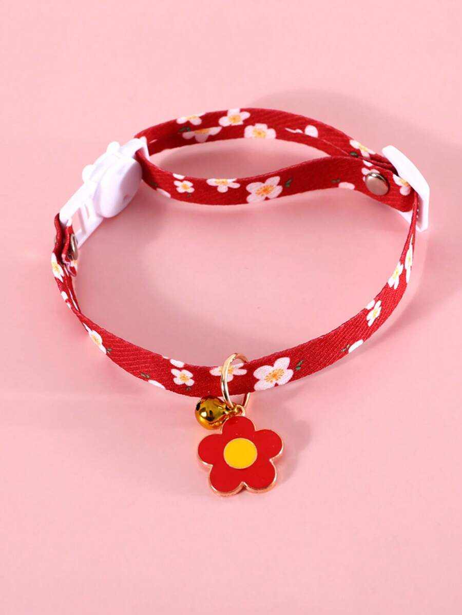 1pc Cute Flower Pendant Ditsy Floral Pet Collar, Suitable For Indoor & Outdoor Small/Medium Cat Dog Accessories