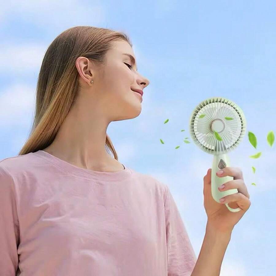 Ventilatore portatile - Ventilatore manuale ricaricabile USB con luce LED scintillante, ventilatore mini personale per uso interno ed esterno, ventilatore da scrivania pieghevole e compatto per viaggio, ufficio, campeggio, ventilatore portatile tascabile con batteria lunga durata, funzionamento silenzioso, ideale per l'estate e il caldo, leggero e facile da trasportare, ventilatore multi-velocità regolabile per uso quotidiano e attività all'aperto