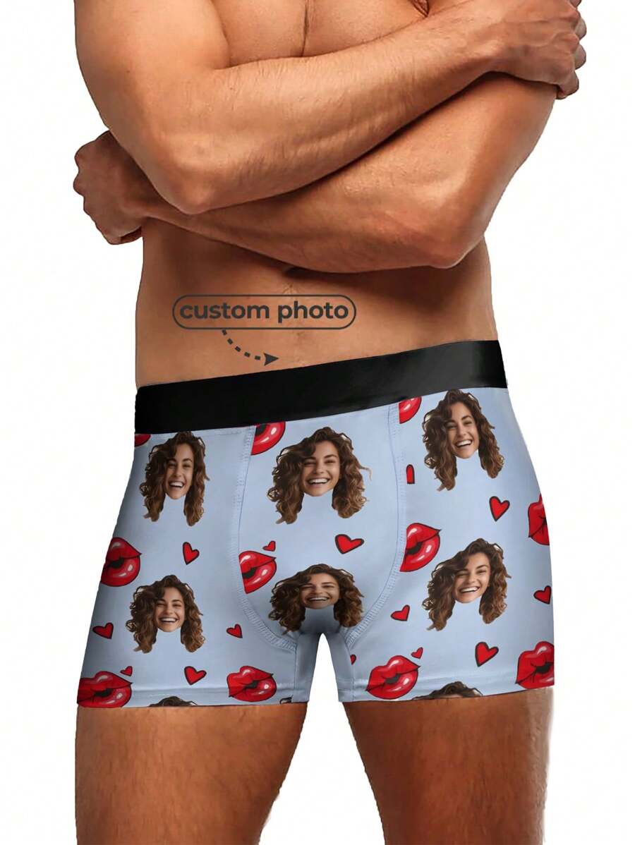 Customize A Pair Of Light Pink IP Men's Underwear. Upload IP Images, Cartoons, Characters, Gift.