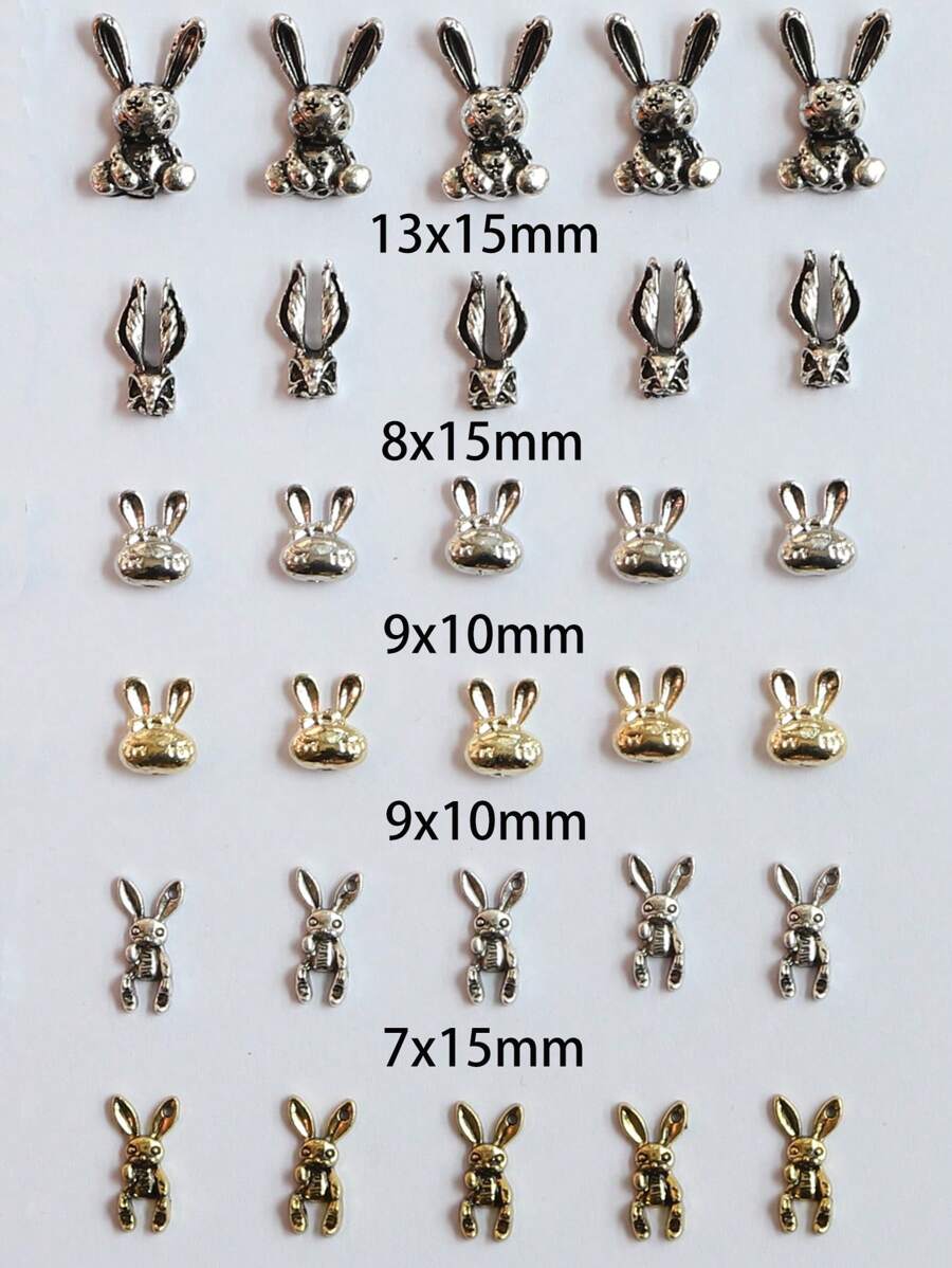 30 pezzi decorazioni per unghie in lega 3D a forma di coniglio punk, motivi teschio e coniglio gotico, cristalli di lusso e strass in lega per decorazione unghie fai-da-te per donne, stile premium in metallo a forma di cuore, set decorazioni unghie, accessori per unghie, kit unghie, per salone di bellezza e professionisti unghie