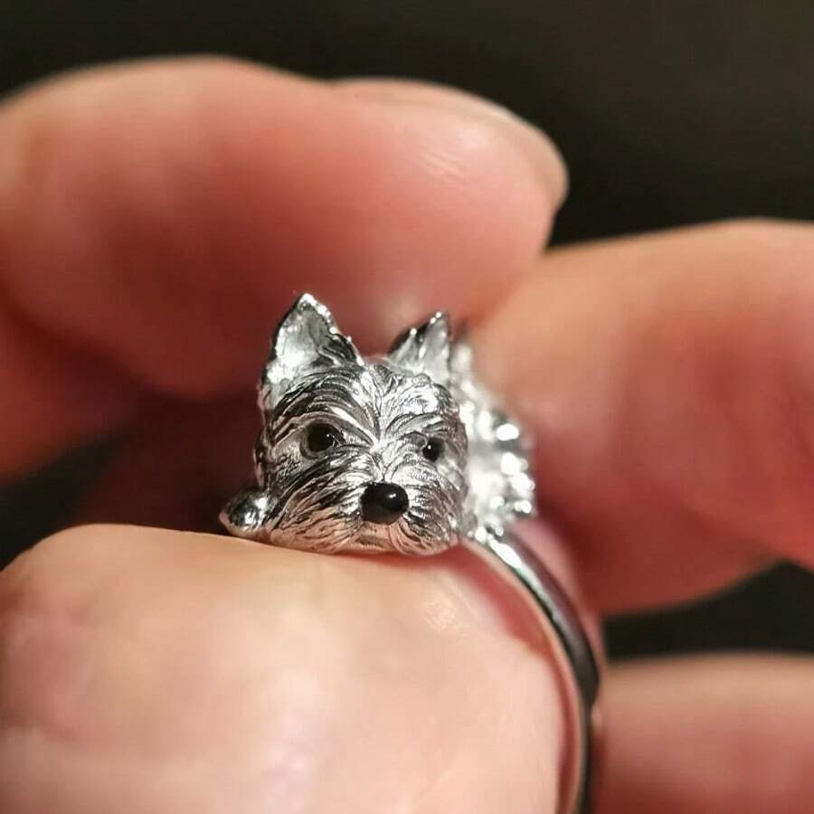 1pc Fashionable & Cute Corgi Dog Shaped Ring, Suitable For Men And Women, Daily Wear Pet Dog Jewelry Accessory Gift