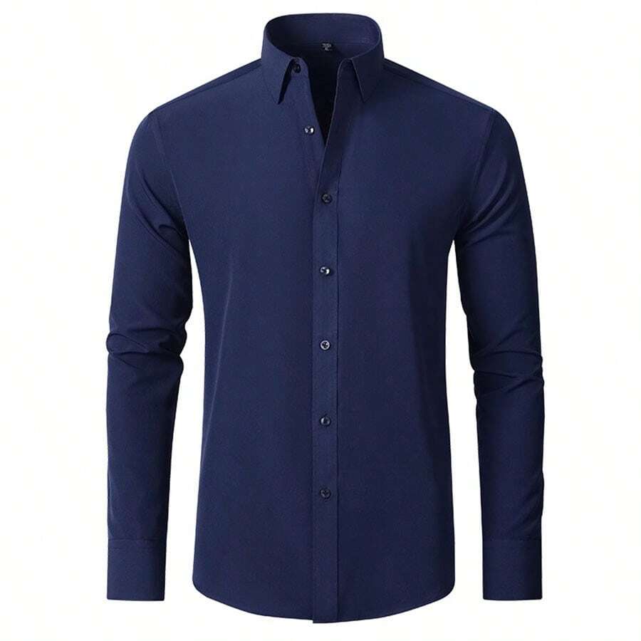 Camisas de vestir de negocios para hombre, de manga larga, cuello sólido, para boda, citas, camisa con botones, para trabajo y oficina,camisa para caballero casual elegantes PLUS xxl algodon personalizadas formal